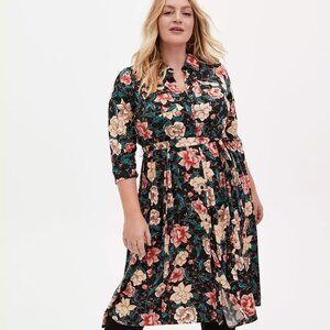 Torrid Midi Challis Shirt Dress 1X